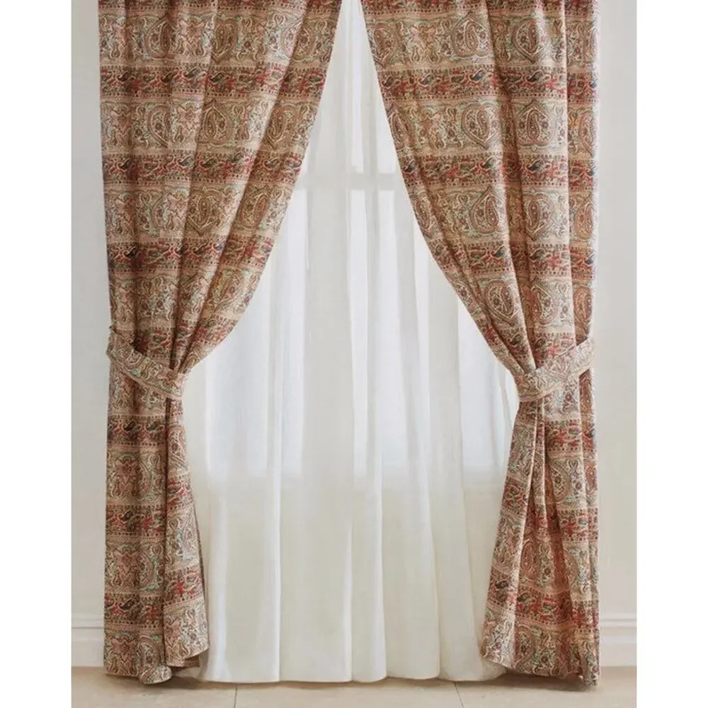 NIP Chaps Turner Creek Paisley Beige Multi Window Panels Curtains Pair 42” x 84”